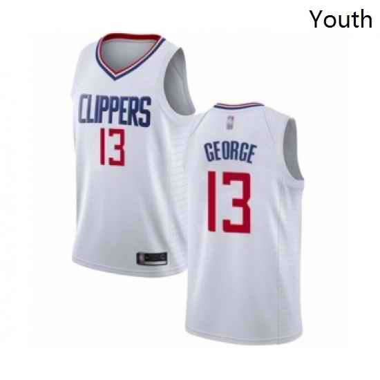 Youth Los Angeles Clippers 13 Paul George Swingman White Basketball Jersey Association Edition